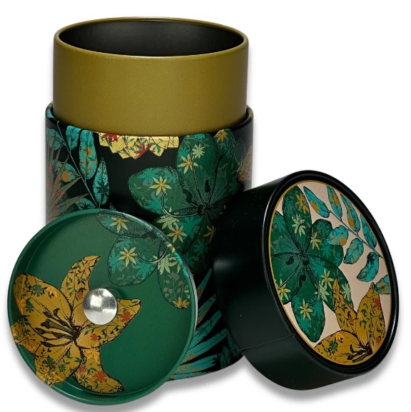 Boîte à thé Rustic Flower Green 150g – Image 2